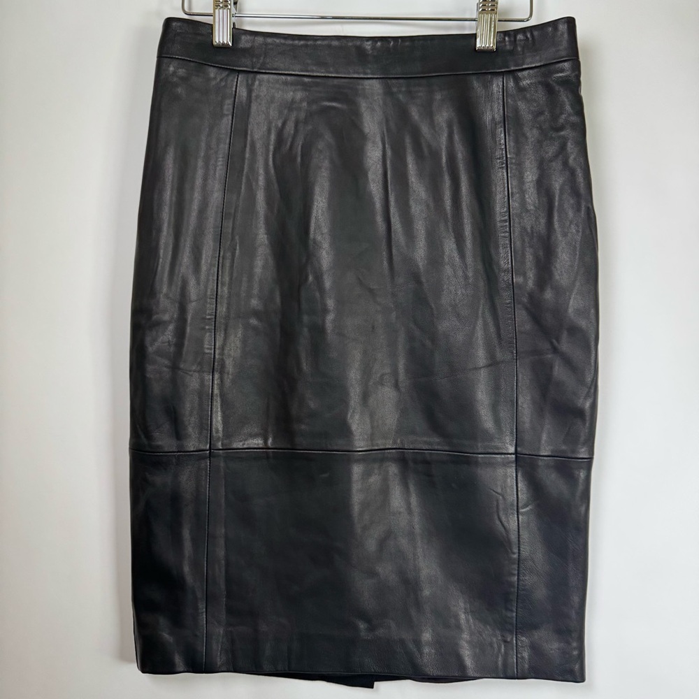 Reiss Black Leather Pencil Skirt Size 6